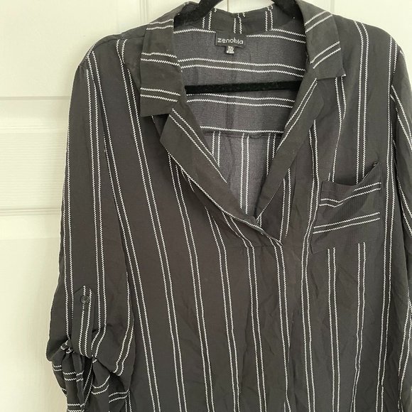 Zenobia Tops - Black & White Stripped Blouse